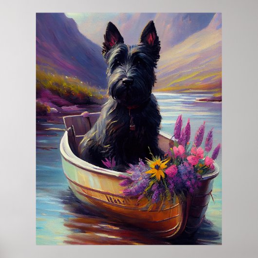 Scottish Terrier op een peddel: Een Schilderachtig Poster