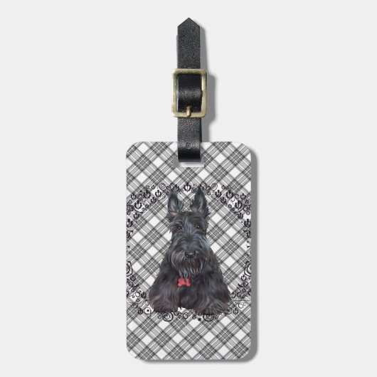 Scottish Terrier op Tartan Bagagelabel (Voorkant verticaal)
