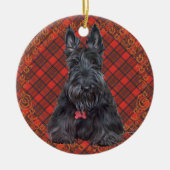Scottish Terrier op Tartan Keramisch Ornament (Voorkant)
