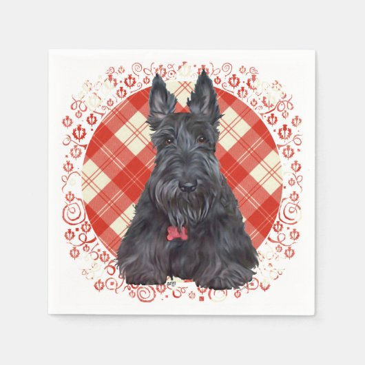 Scottish Terrier op Tartan Servet (Voorkant)