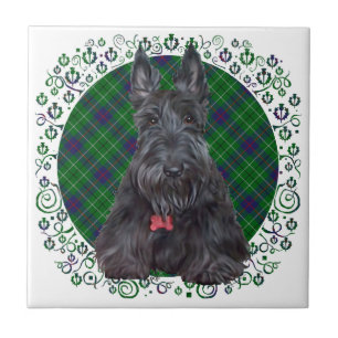 Scottish Terrier op Tartan Tegeltje