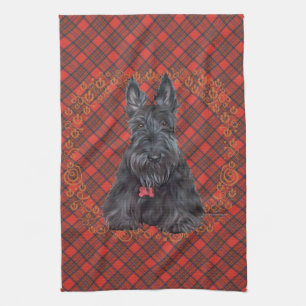 Scottish Terrier op Tartan Theedoek