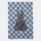 Scottish Terrier op Tartan Theedoek (Verticaal)