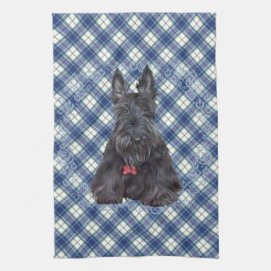 Scottish Terrier op Tartan Theedoek