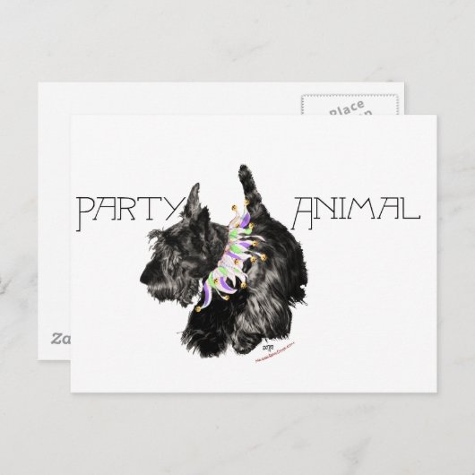 Scottish Terrier Party Animal Uitnodiging Briefkaart (Voorkant / Achterkant)
