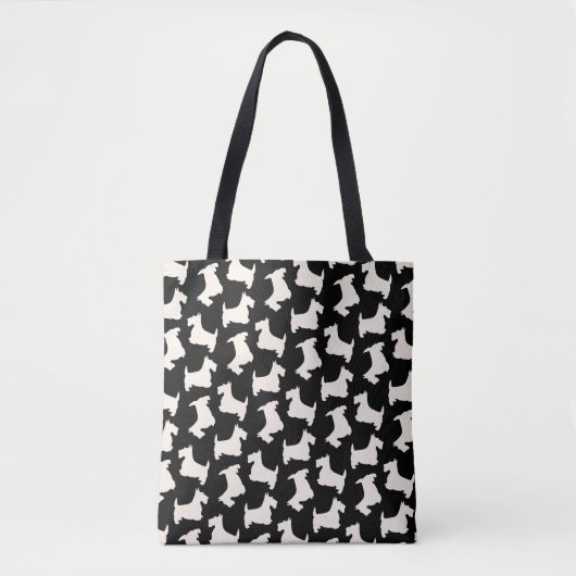Scottish Terrier Pattern Cream and Black Tote Bag (Voorkant)