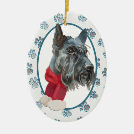 Scottish Terrier Paw Print Border Keramisch Ornament