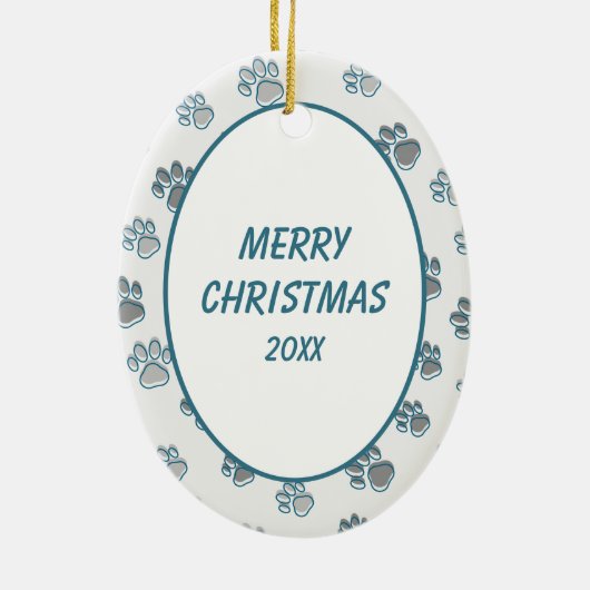 Scottish Terrier Paw Print Border Keramisch Ornament (Achterkant)