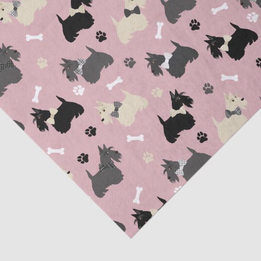 Scottish Terrier Paws and Bones Pink Tissuepapier (Detail)
