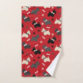 Scottish Terrier Paws and Bones Red Bad Handdoek (Handdoek)