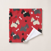 Scottish Terrier Paws and Bones Red Bad Handdoek (Wasdoekje)