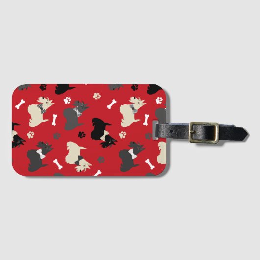 Scottish Terrier Paws and Bones Red Bagagelabel (Voorkant (horizontaal))