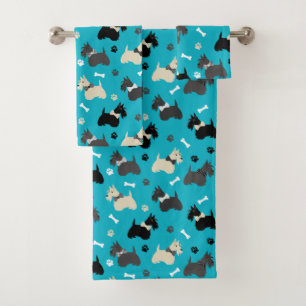 Scottish Terrier Paws and Botten Blue Bad Handdoek