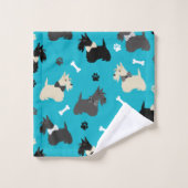 Scottish Terrier Paws and Botten Blue Bad Handdoek (Wasdoekje)
