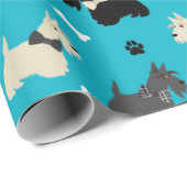 Scottish Terrier Paws and Botten Blue Cadeaupapier (Rol Hoek)