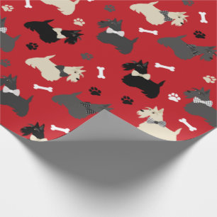 Scottish Terrier Paws and Botten Red Cadeaupapier
