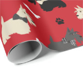 Scottish Terrier Paws and Botten Red Cadeaupapier (Rol Hoek)
