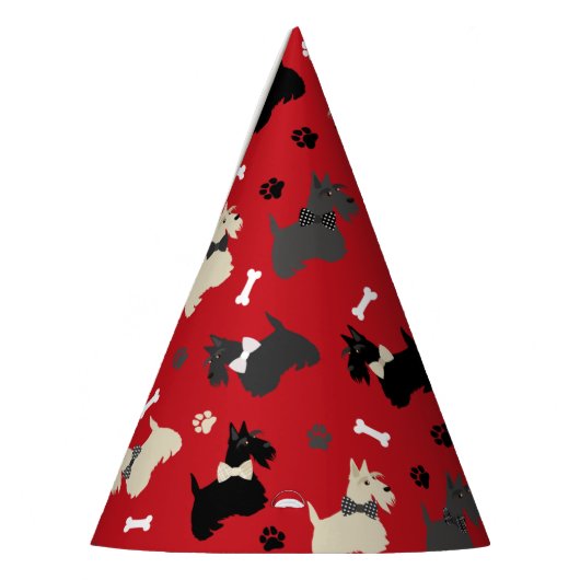 Scottish Terrier Paws and Botten Red Feesthoedjes (Links)