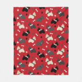Scottish Terrier Paws and Botten Red Fleece Deken (Voorkant)