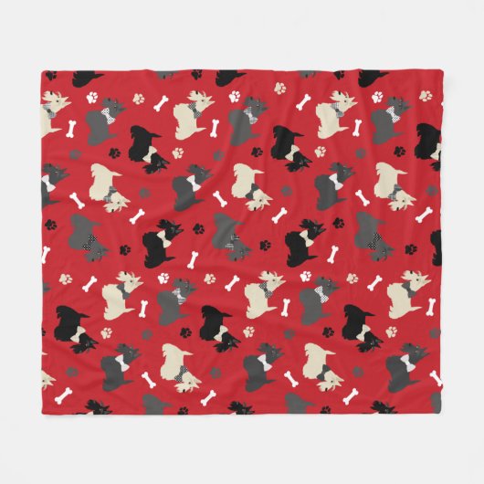 Scottish Terrier Paws and Botten Red Fleece Deken (Voorkant (Horizontaal))
