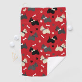 Scottish Terrier Paws and Botten Red Golfhanddoek (Insitu)