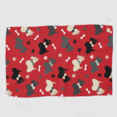 Scottish Terrier Paws and Botten Red Golfhanddoek (Horizontaal)