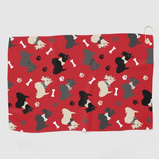 Scottish Terrier Paws and Botten Red Golfhanddoek (Horizontaal)