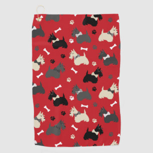 Scottish Terrier Paws and Botten Red Golfhanddoek