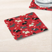 Scottish Terrier Paws and Botten Red Kartonnen Onderzetters (Schuin)
