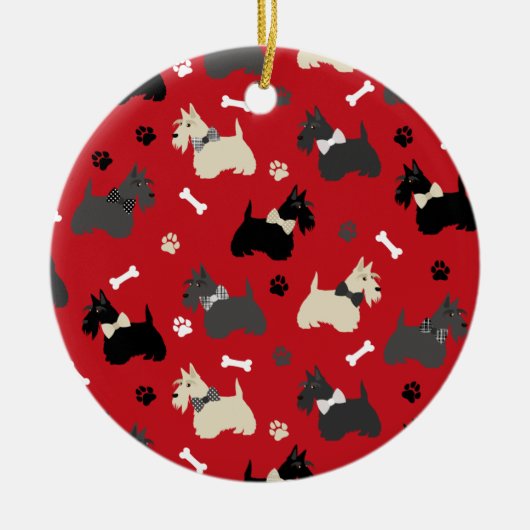 Scottish Terrier Paws and Botten Red Keramisch Ornament (Voorkant)