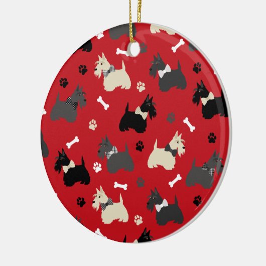 Scottish Terrier Paws and Botten Red Keramisch Ornament (Links)
