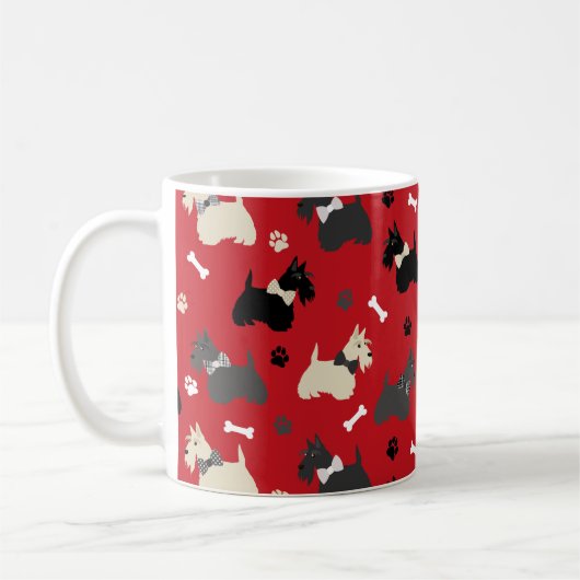 Scottish Terrier Paws and Botten Red Koffiemok (Links)