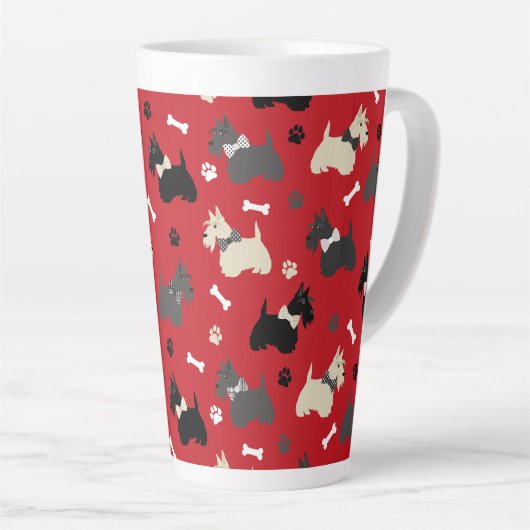 Scottish Terrier Paws and Botten Red Latte Mok (Rechterhoek)
