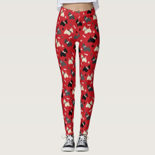 Scottish Terrier Paws and Botten Red Leggings