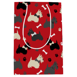 Scottish Terrier Paws and Botten Red Medium Cadeauzakje