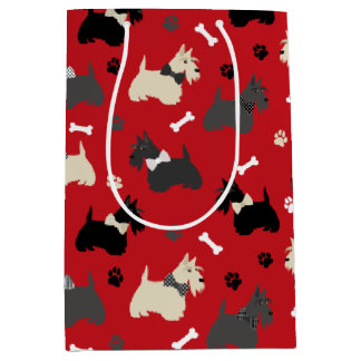Scottish Terrier Paws and Botten Red Medium Cadeauzakje