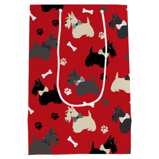 Scottish Terrier Paws and Botten Red Medium Cadeauzakje (Achterkant)