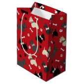 Scottish Terrier Paws and Botten Red Medium Cadeauzakje (Achterkant Gekanteld)