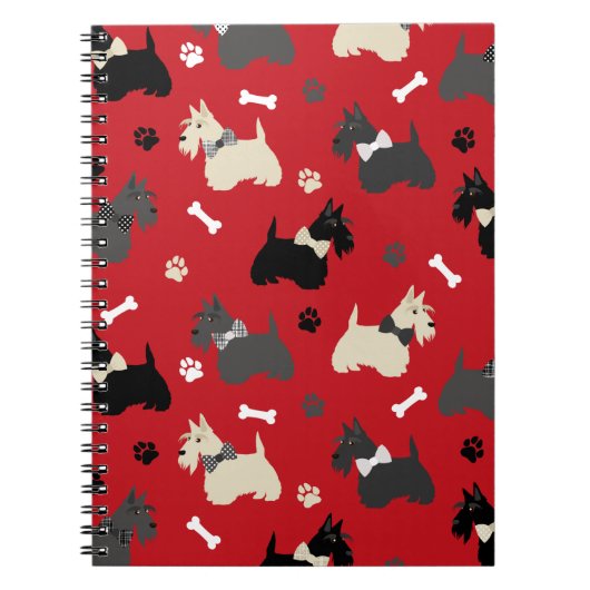 Scottish Terrier Paws and Botten Red Notitieboek (Voorkant)