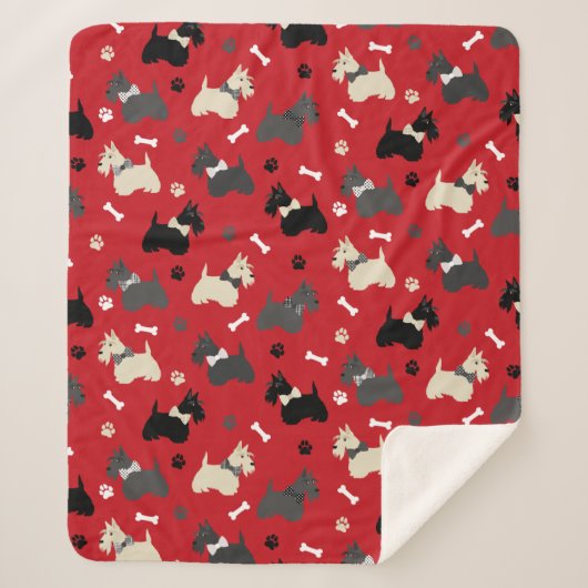 Scottish Terrier Paws and Botten Red Sherpa Deken (Voorkant)