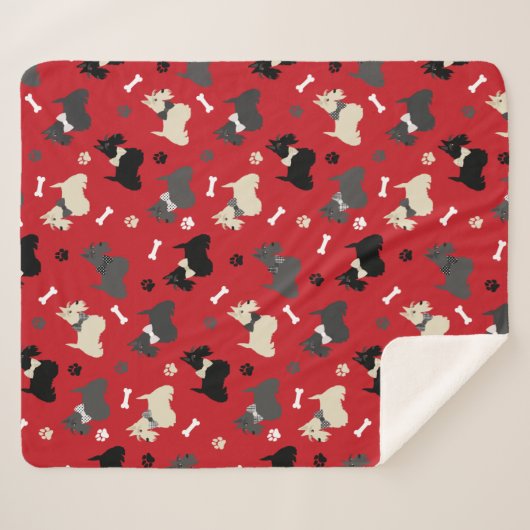 Scottish Terrier Paws and Botten Red Sherpa Deken (Voorkant (horizontaal))