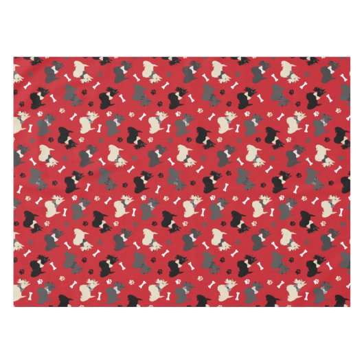 Scottish Terrier Paws and Botten Red Tafelkleed (Voorkant (Horizontaal))