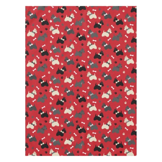 Scottish Terrier Paws and Botten Red Tafelkleed (Voorkant)