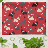 Scottish Terrier Paws and Botten Red Theedoek (Gevouwen)