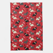 Scottish Terrier Paws and Botten Red Theedoek (Verticaal)
