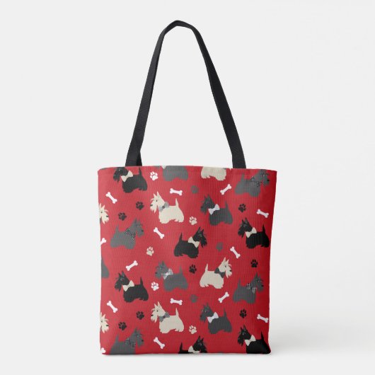 Scottish Terrier Paws and Botten Red Tote Bag (Achterkant)