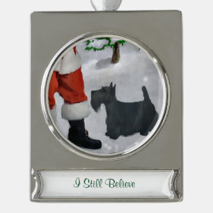 Scottish Terrier Personalized Kerstmis Verzilverd Banner Ornament