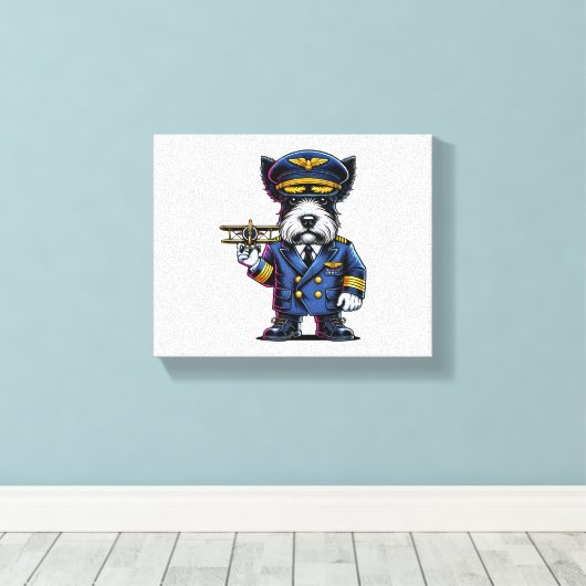 Scottish Terrier Pilot Canvas Afdruk (Insitu (Houten vloer))