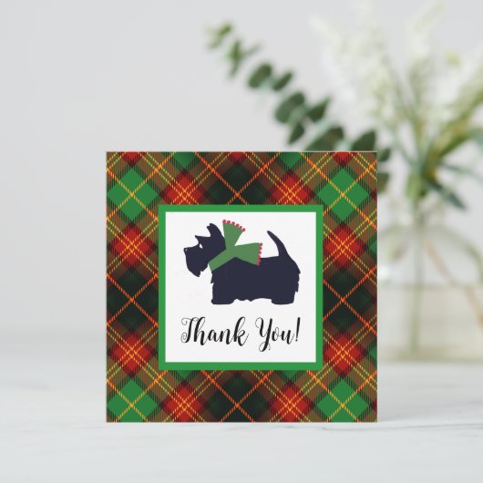 Scottish Terrier Plaid Holiday bedankkaart (Staand voorkant)