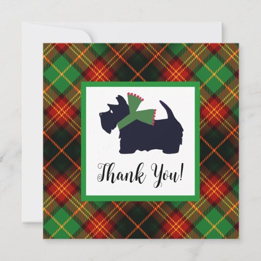 Scottish Terrier Plaid Holiday bedankkaart (Voorkant)